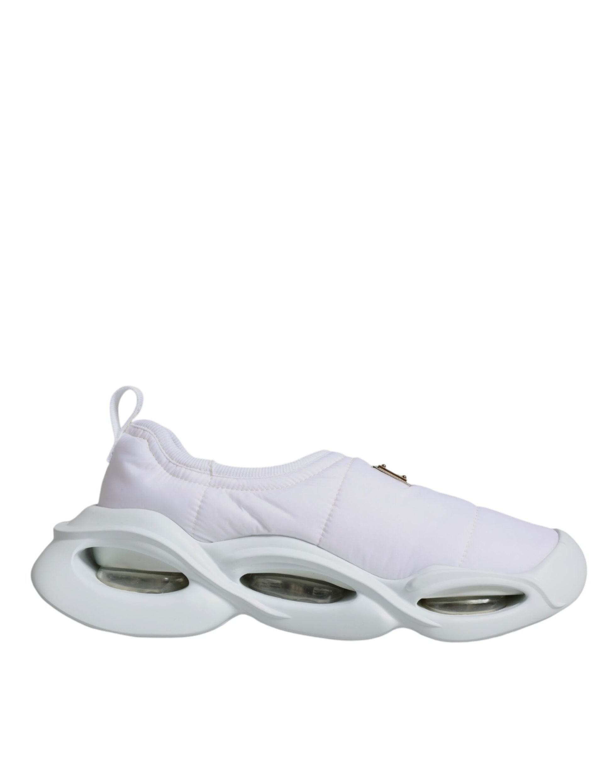 Dolce & Gabbana White Padded Fabric Low Top Sneakers Shoes Dolce & Gabbana