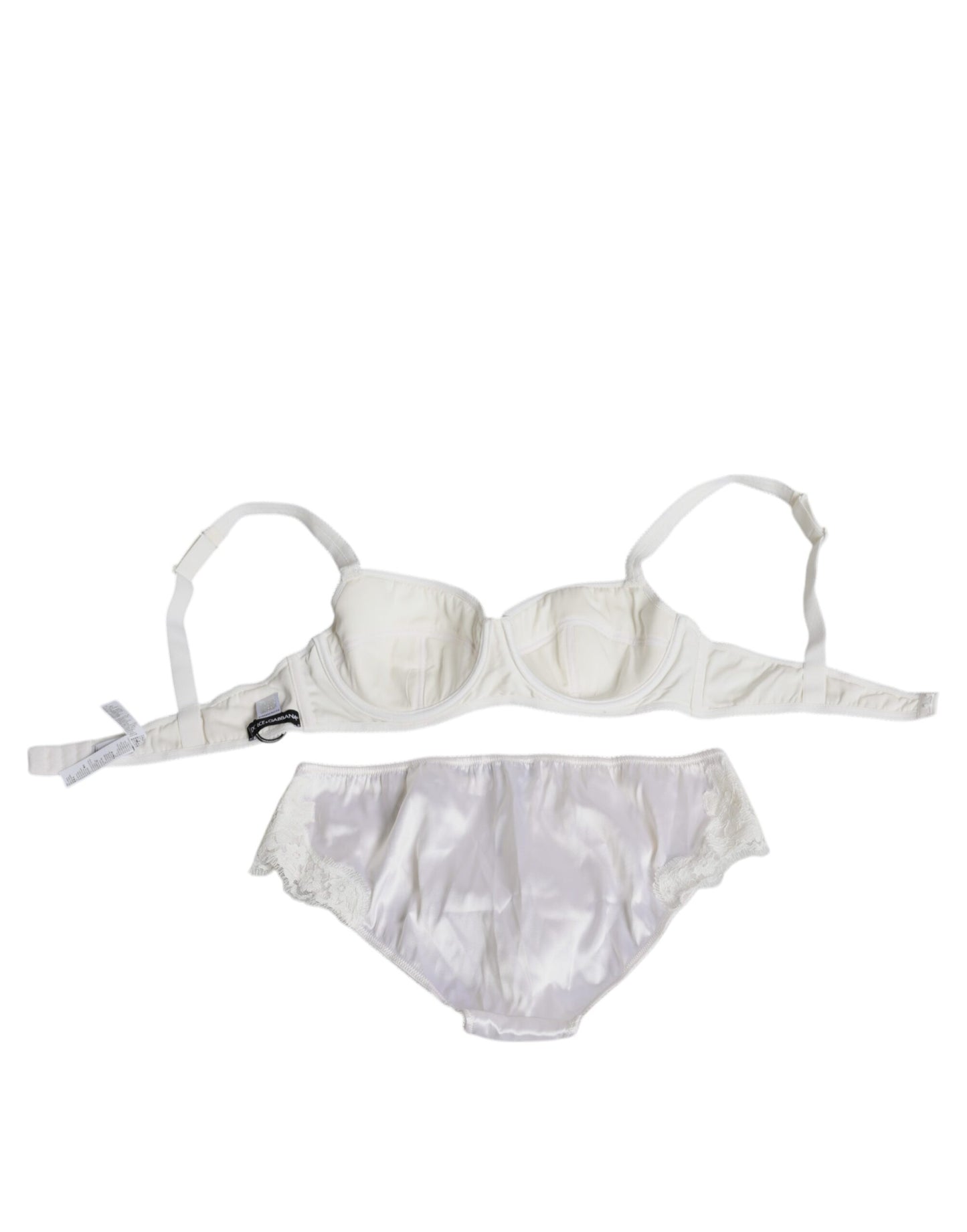 Dolce & Gabbana White Silk Stretch Panty Balconette Bra Underwear Dolce & Gabbana