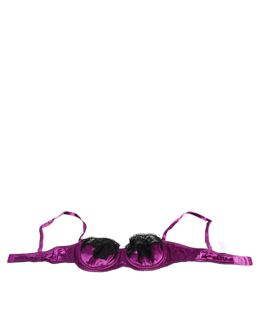 Dolce & Gabbana Purple Silk Underwired Balconette Bra Underwear Dolce & Gabbana