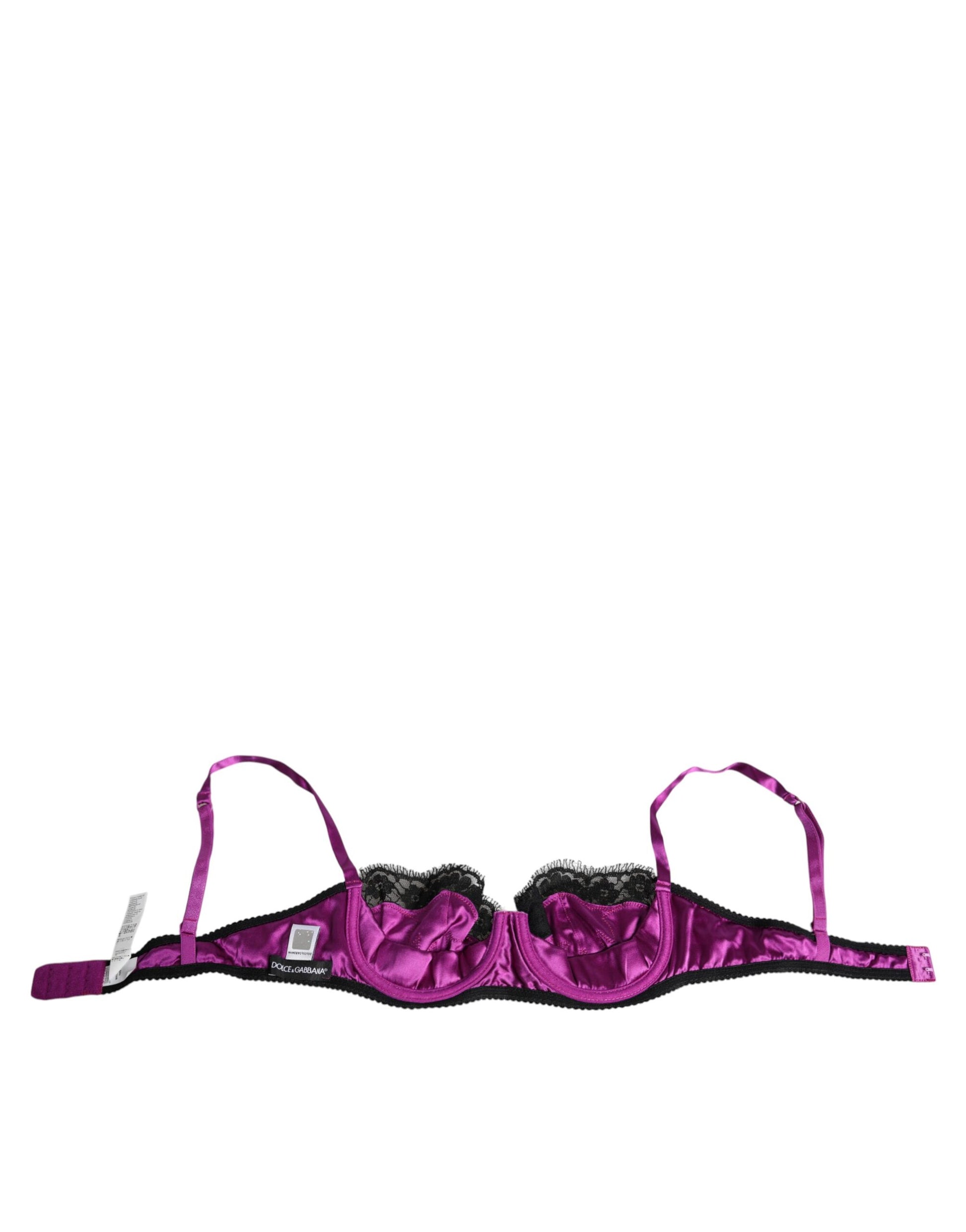 Dolce & Gabbana Purple Silk Underwired Balconette Bra Underwear Dolce & Gabbana