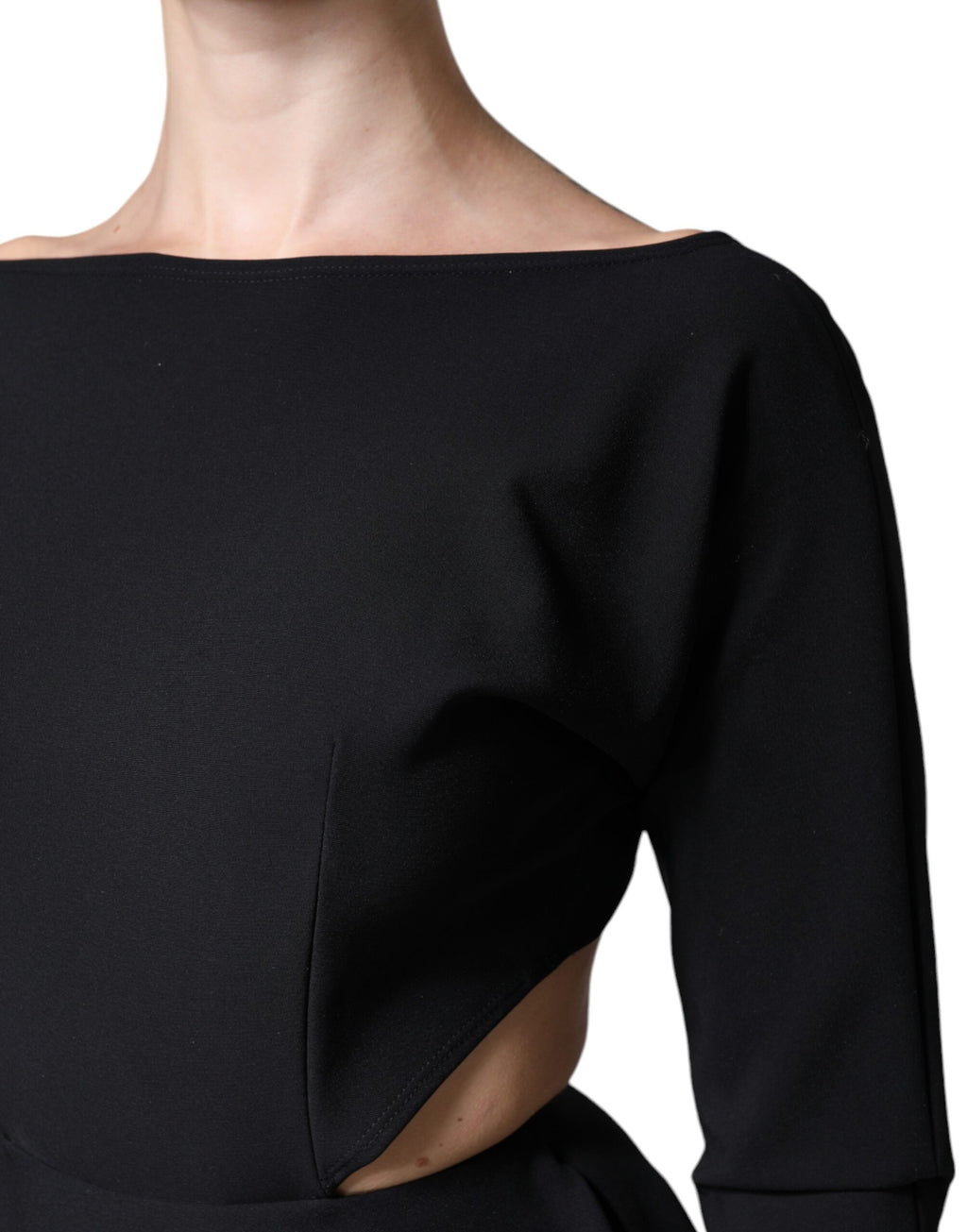 Dolce & Gabbana Black Viscose Cut Out A-line Long Sleeves Mini Dress - Eljoys Fashion 