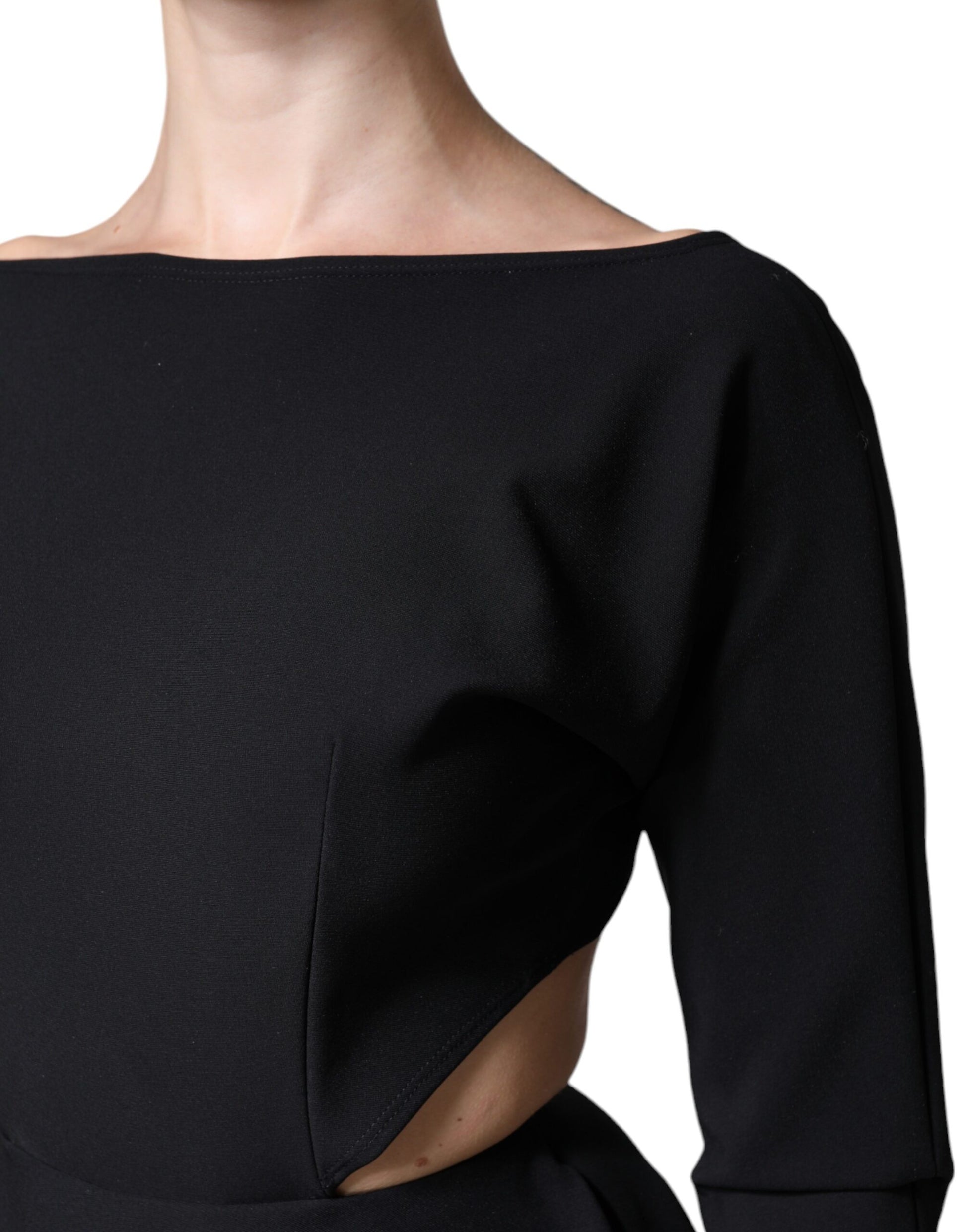 Dolce & Gabbana Black Viscose Cut Out A-line Long Sleeves Mini Dress Dolce & Gabbana