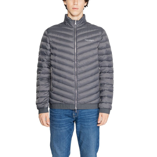 Armani Exchange Gray Polyester Jackets & Coat Armani Exchange