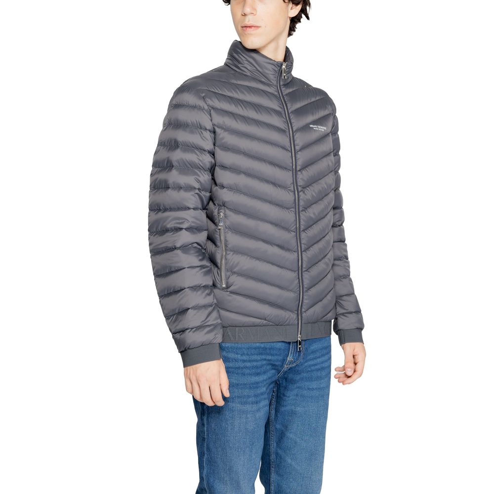 Armani Exchange Gray Polyester Jackets & Coat Armani Exchange