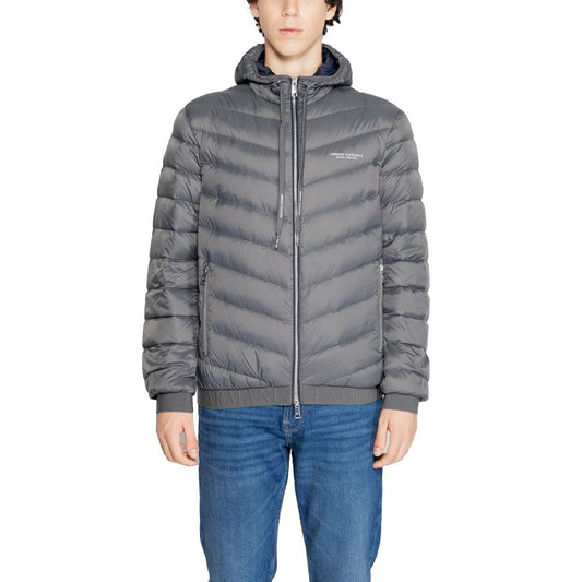 Armani Exchange Gray Polyester Jackets & Coat Armani Exchange