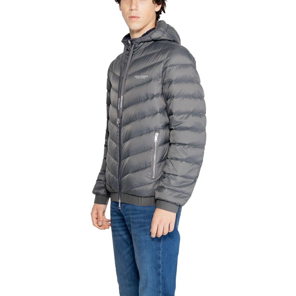 Armani Exchange Gray Polyester Jackets & Coat Armani Exchange