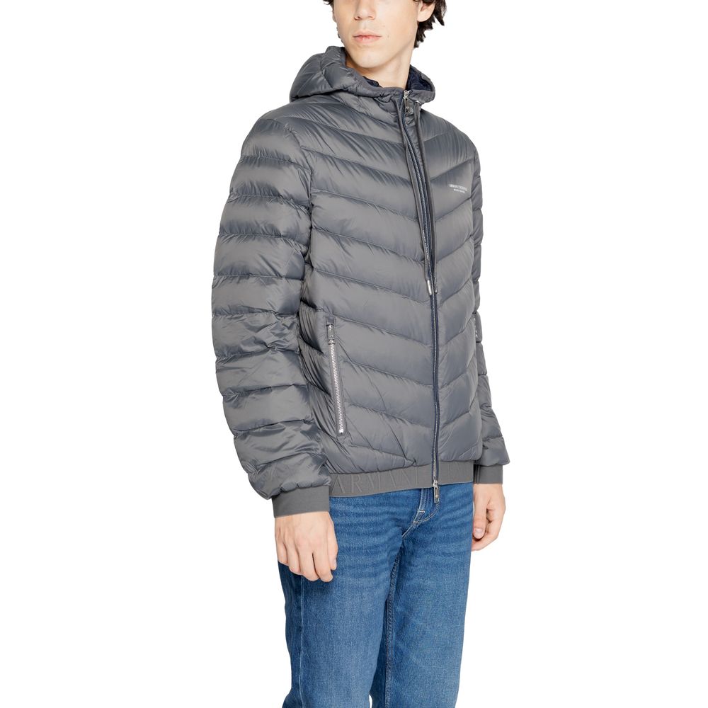 Armani Exchange Gray Polyester Jackets & Coat Armani Exchange