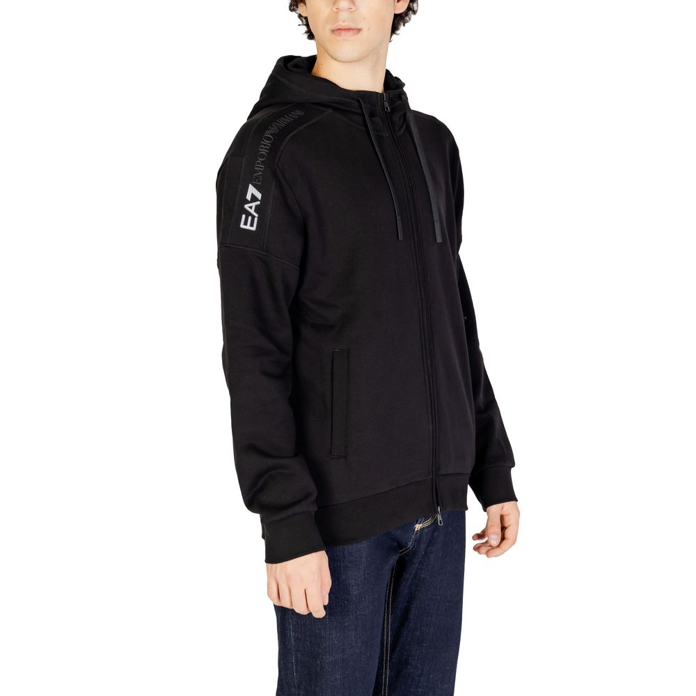 EA7 Emporio Armani Black Cotton Hoody EA7 Emporio Armani