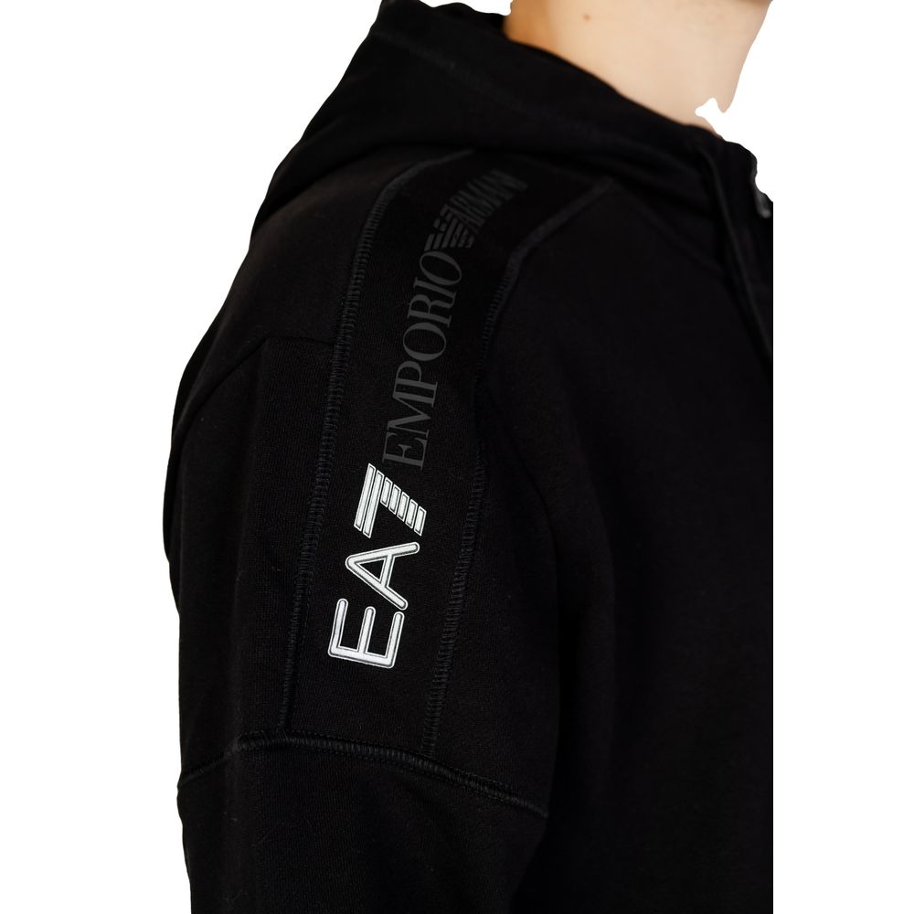 EA7 Emporio Armani Black Cotton Hoody EA7 Emporio Armani