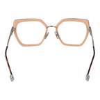Pink metal and plastic Philipp Plein eyeglass frames with clear lenses, stylish and modern design.