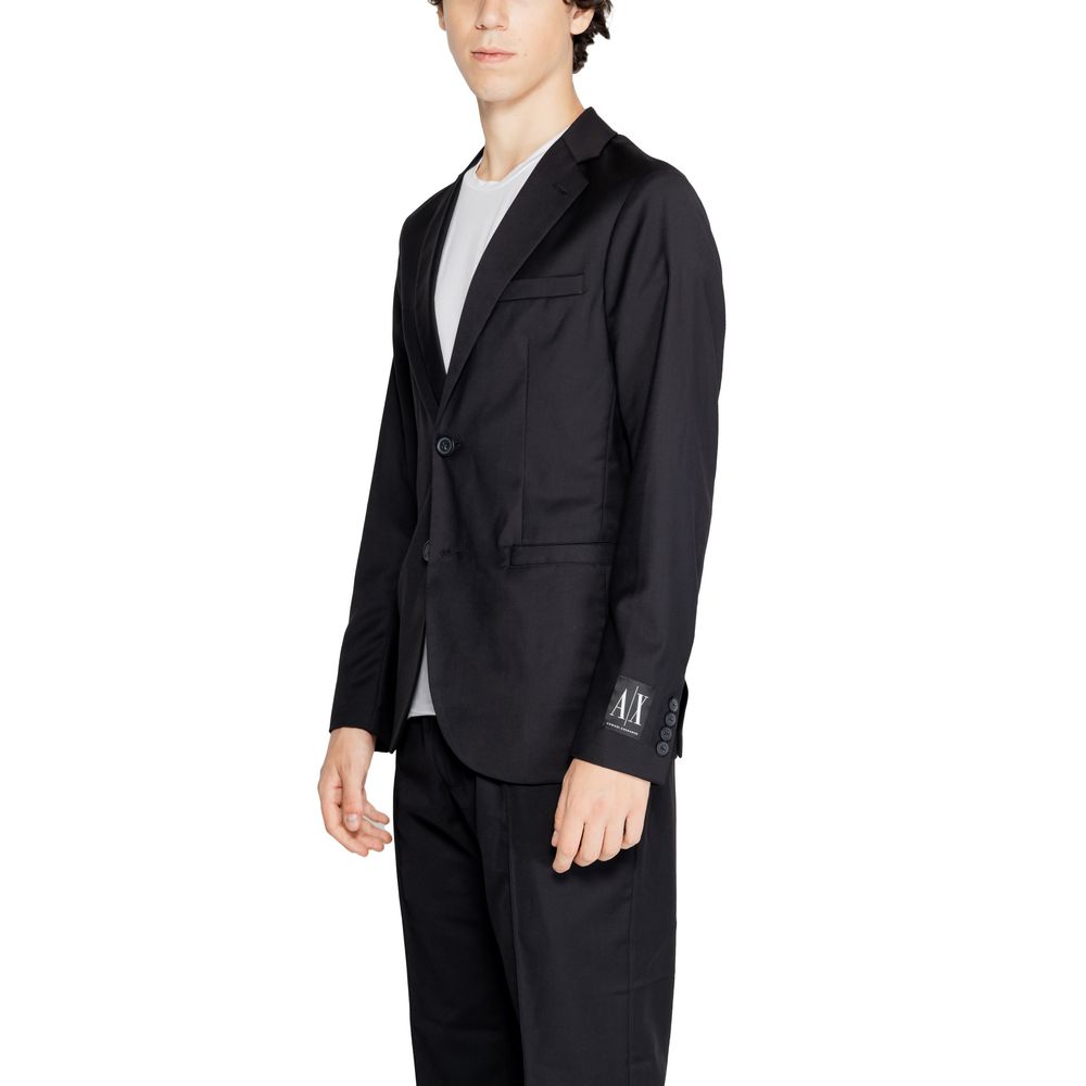 Armani Exchange Black Polyester Blazer Armani Exchange