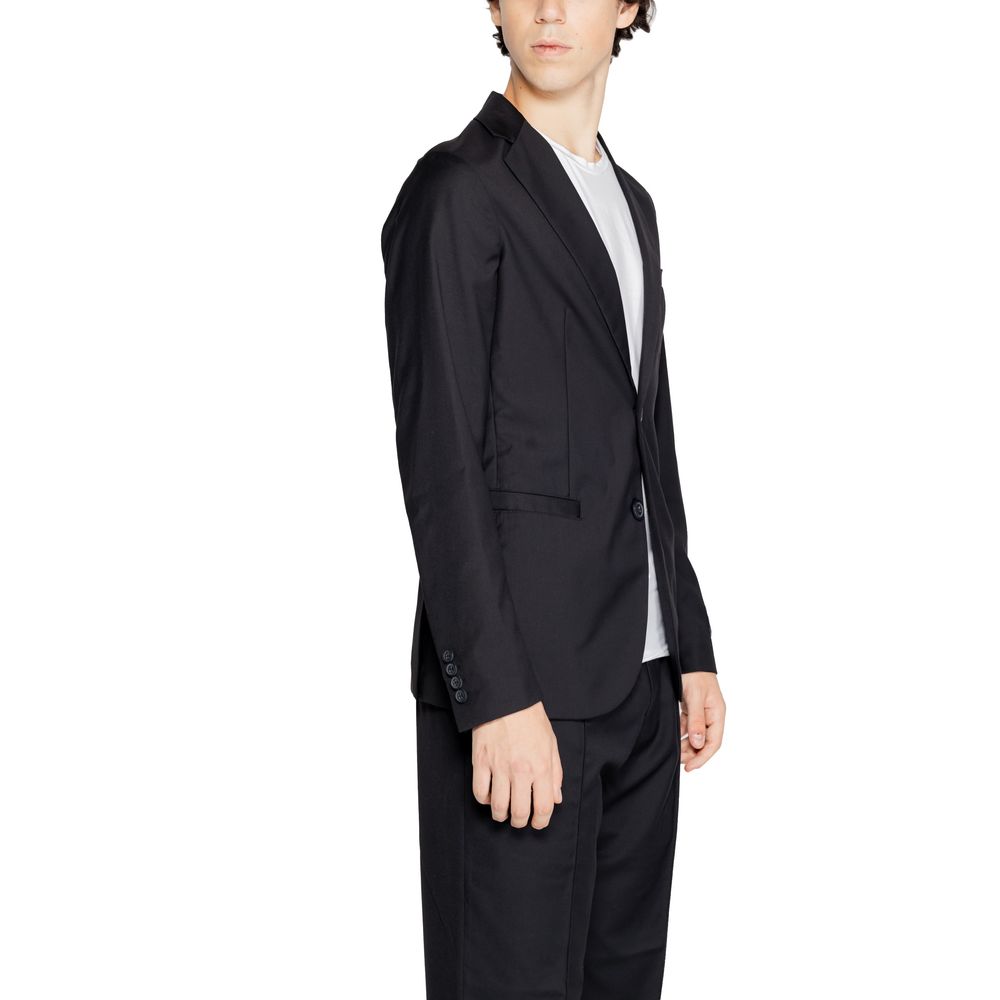 Armani Exchange Black Polyester Blazer Armani Exchange