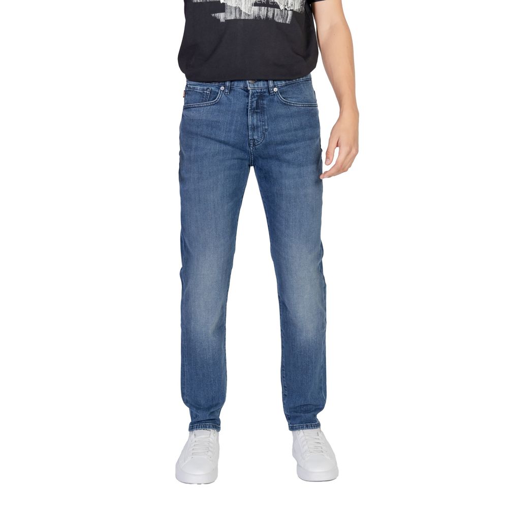 Hugo Boss Blue Cotton Relaxed Fit Jean Hugo Boss