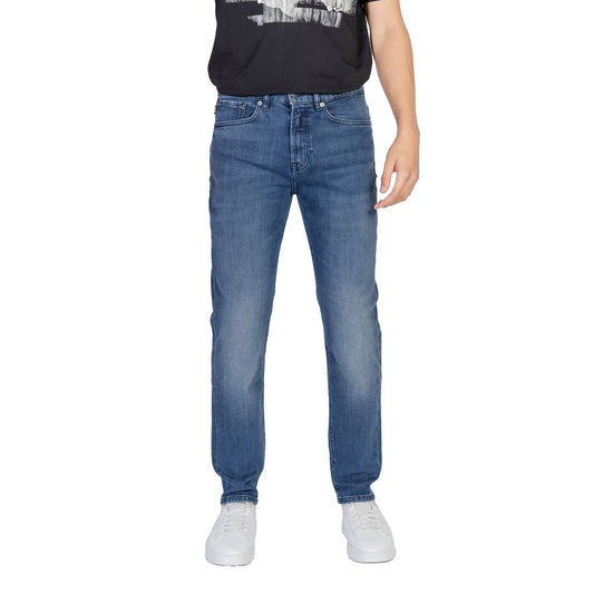 Hugo Boss Blue Cotton Relaxed Fit Jean Hugo Boss