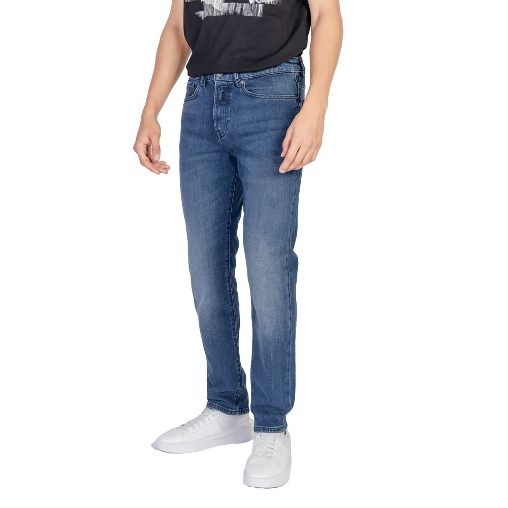 Hugo Boss Blue Cotton Relaxed Fit Jean Hugo Boss