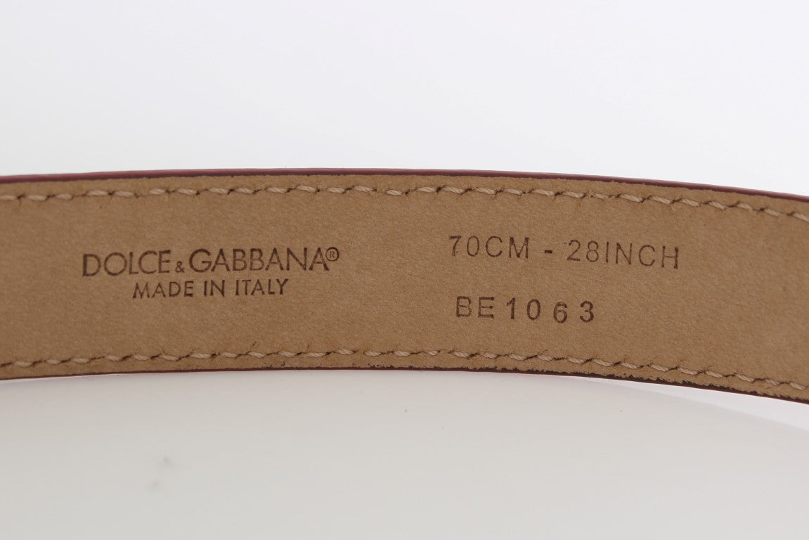 Dolce & Gabbana Pink Polka Snakeskin Silver Buckle Belt Dolce & Gabbana