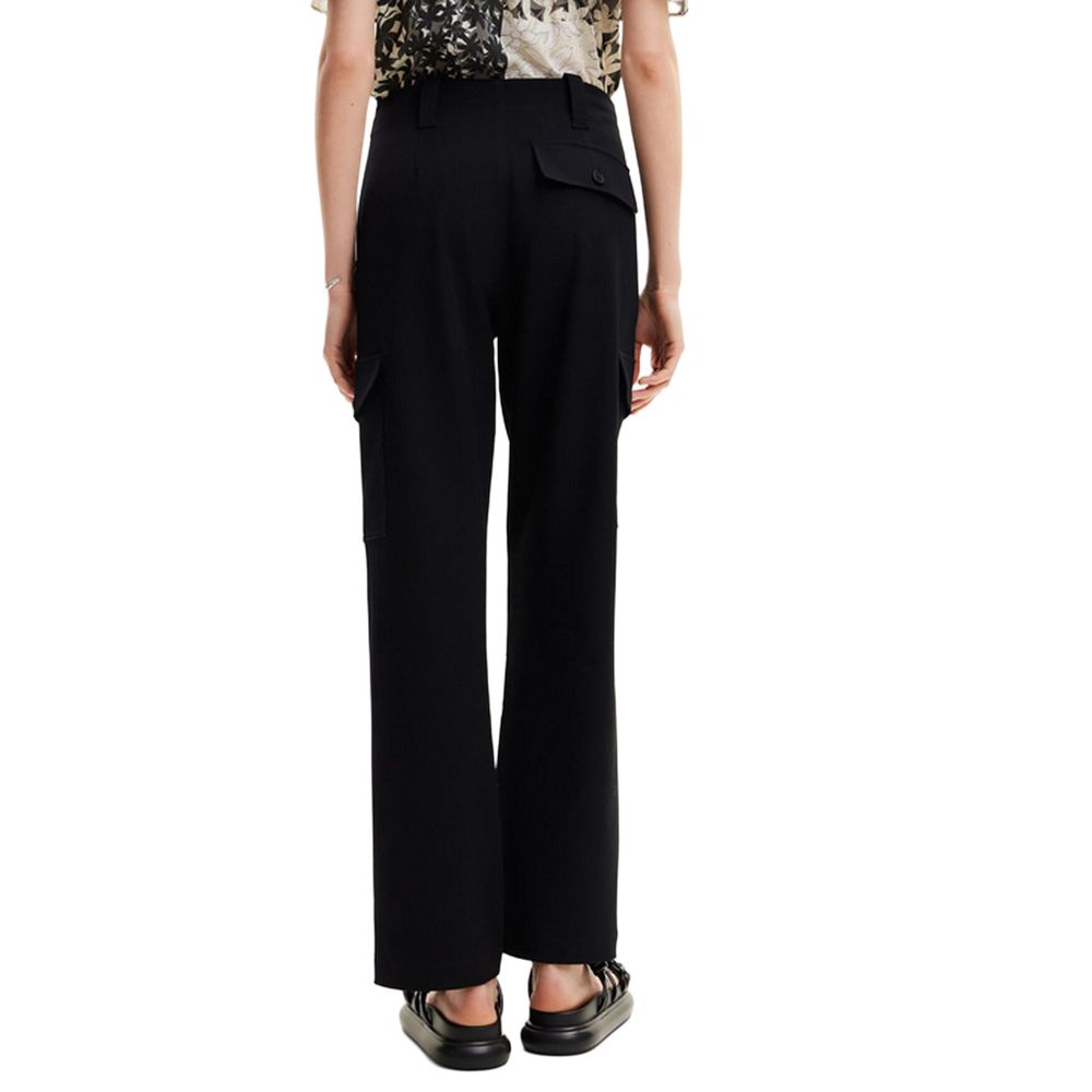 Desigual Black Polyester Cropped Pant Desigual