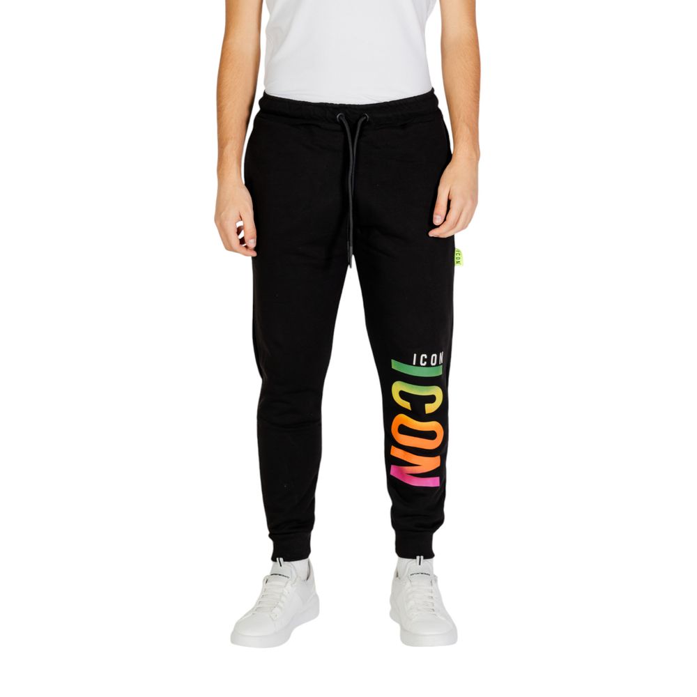 Icon Black Cotton Joggers Workout Pants