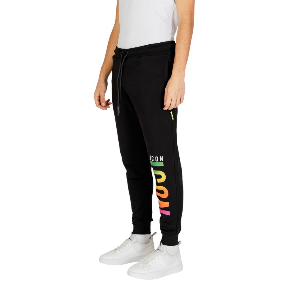 Icon Black Cotton Joggers Workout Pants