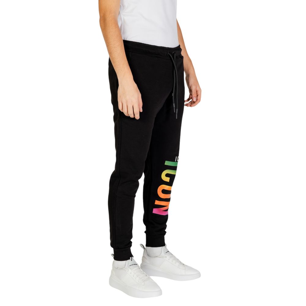 Icon Black Cotton Joggers Workout Pants