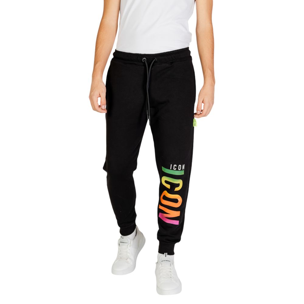 Icon Black Cotton Joggers Workout Pants