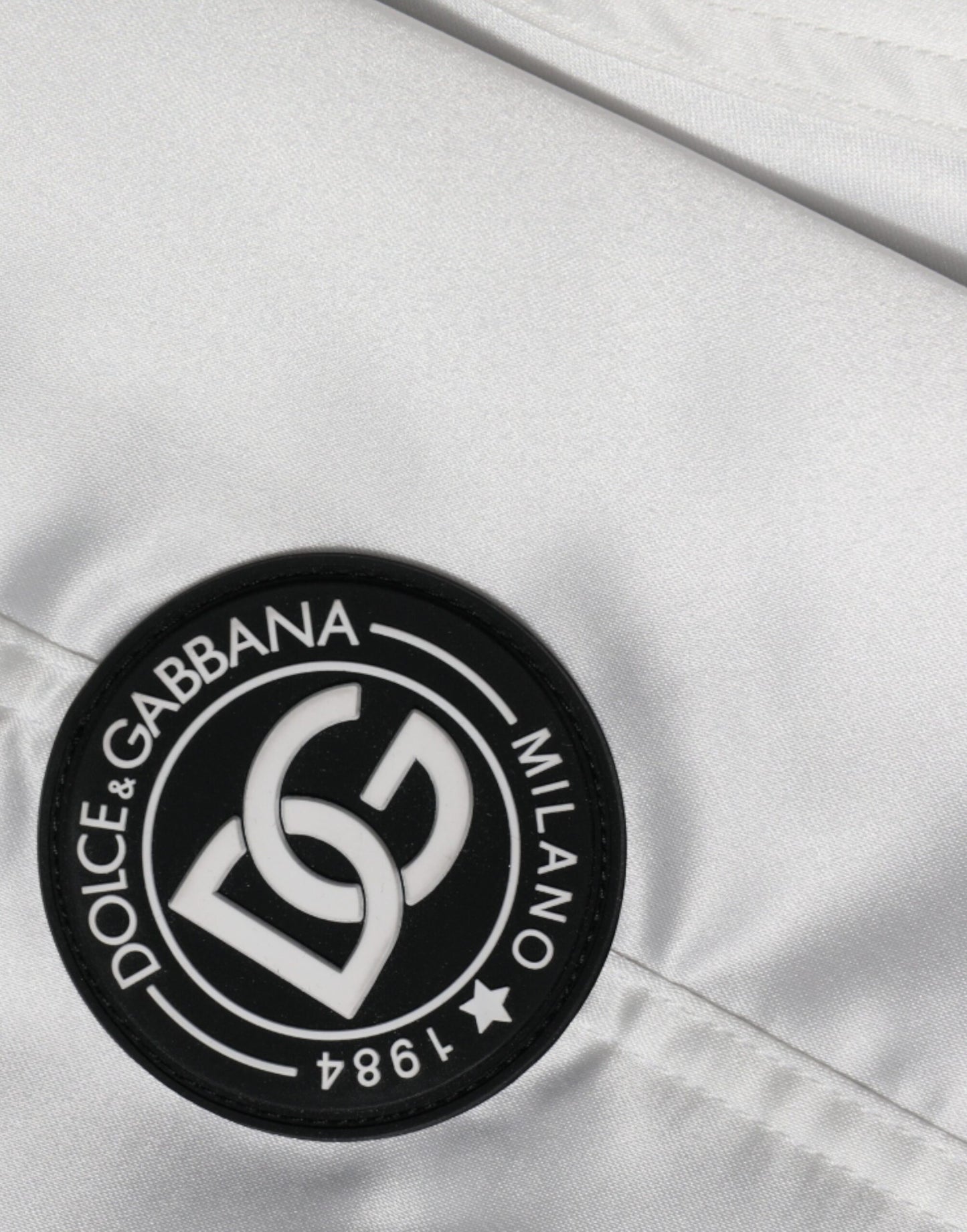 Dolce & Gabbana White Polyester Logo Full Zip Bomber Jacket Dolce & Gabbana