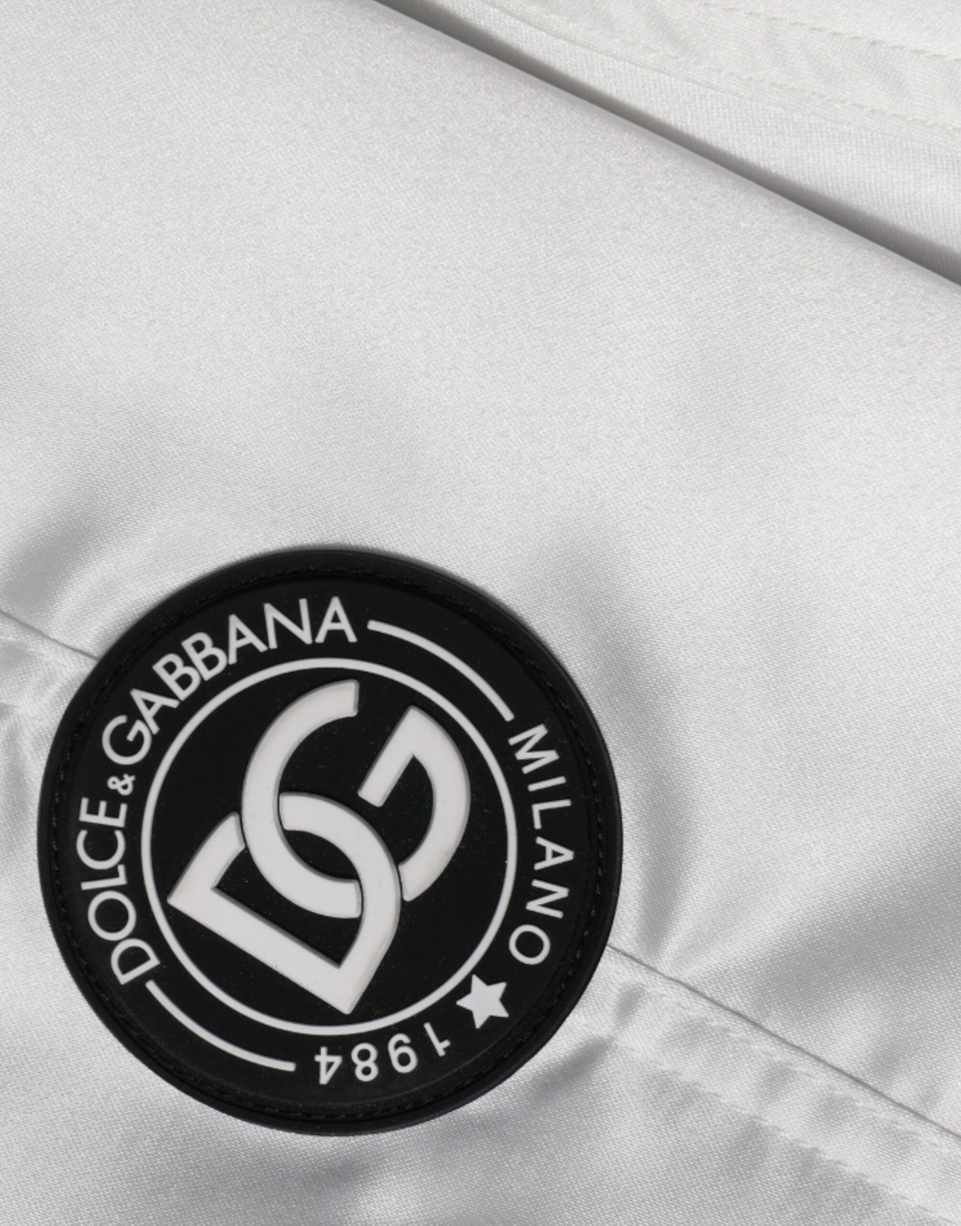 Dolce & Gabbana White Polyester Logo Full Zip Bomber Jacket Dolce & Gabbana