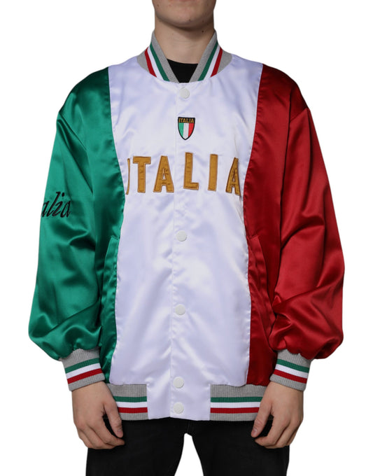 Dolce & Gabbana Multicolor Italia Button Down Bomber Jacket Dolce & Gabbana