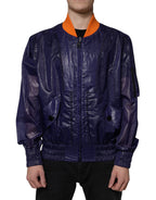 Dolce & Gabbana Blue Cotton Stretch Full Zip Bomber Jacket - Eljoys Fashion 