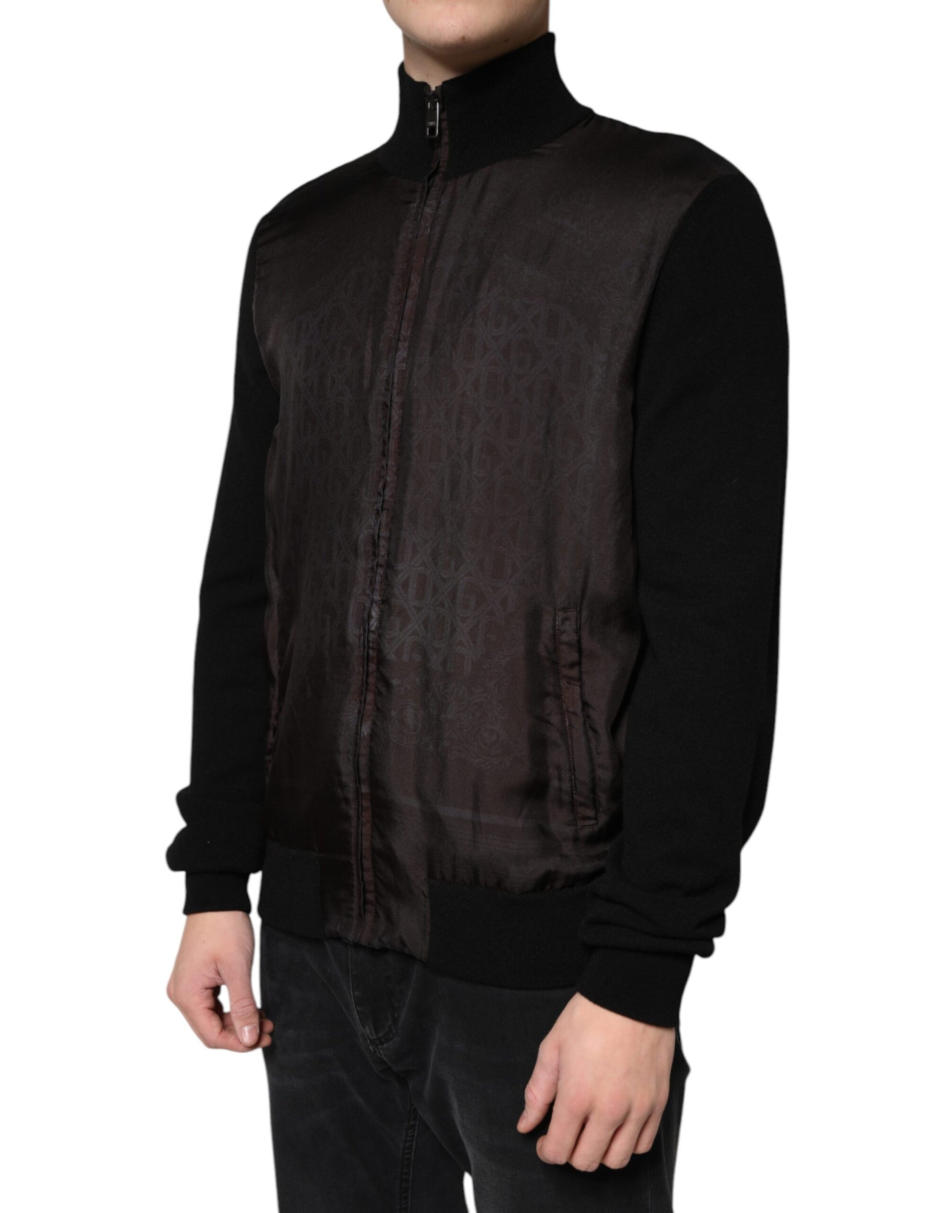 Dolce & Gabbana Black Logo Monogram Full Zip Bomber Jacket Dolce & Gabbana
