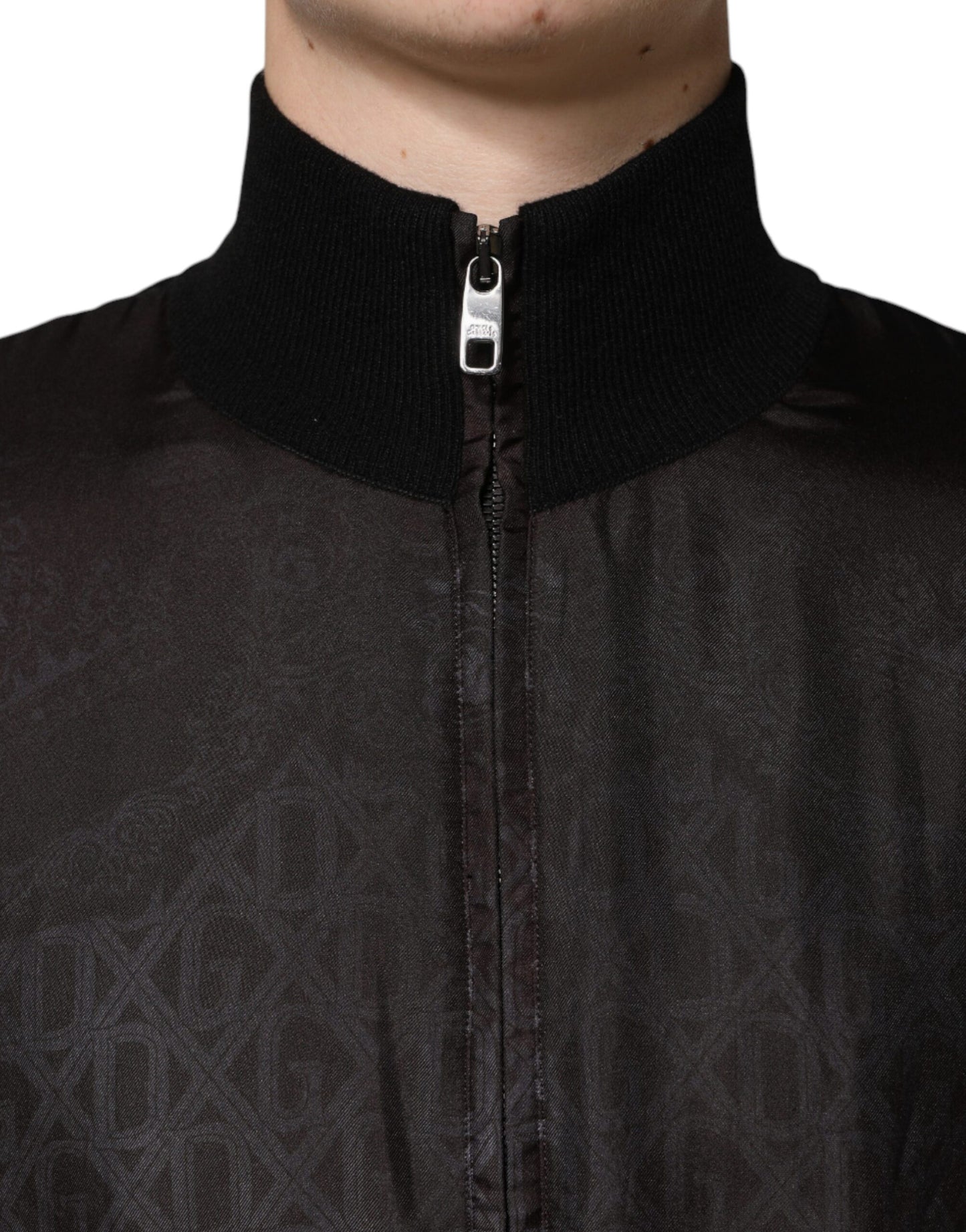 Dolce & Gabbana Black Logo Monogram Full Zip Bomber Jacket Dolce & Gabbana