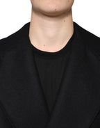 Dolce & Gabbana Black Wool Double Breasted Men Coat Jacket - Eljoys Fashion 