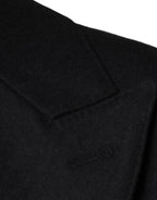 Dolce & Gabbana Black Wool Double Breasted Men Coat Jacket - Eljoys Fashion 