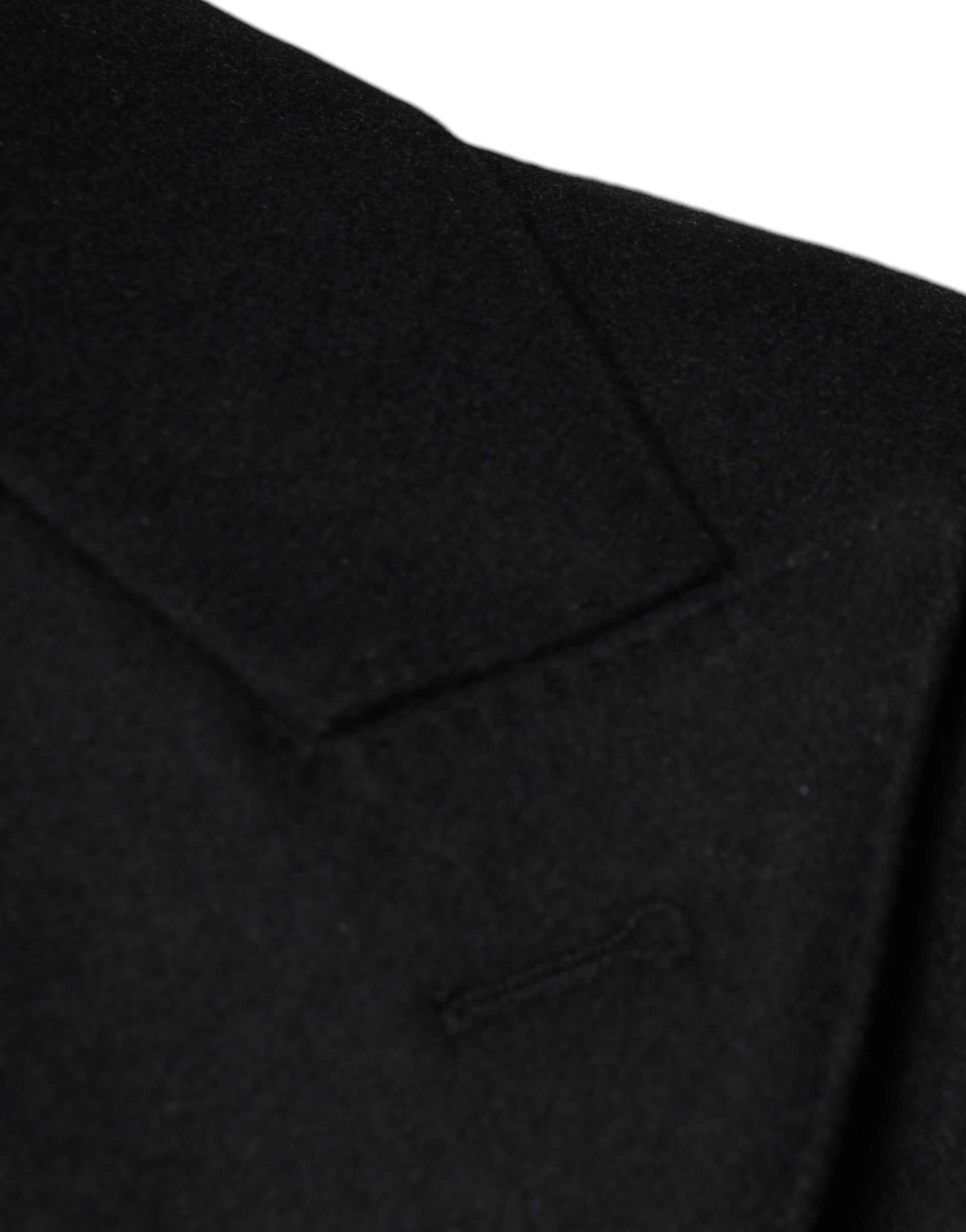 Dolce & Gabbana Black Wool Double Breasted Men Coat Jacket Dolce & Gabbana