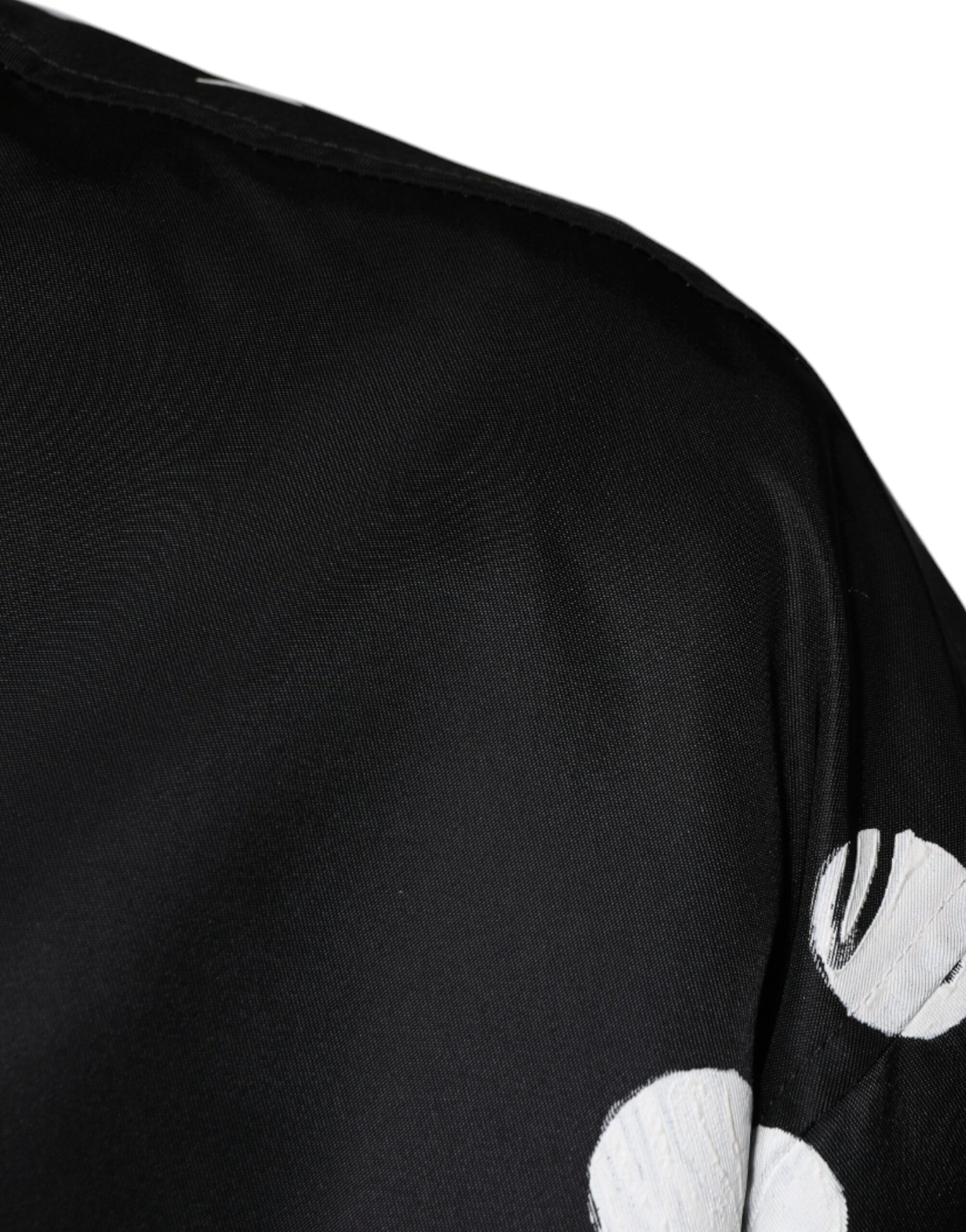 Dolce & Gabbana Black Polka Dot Stripe Nylon Bomber Jacket Dolce & Gabbana