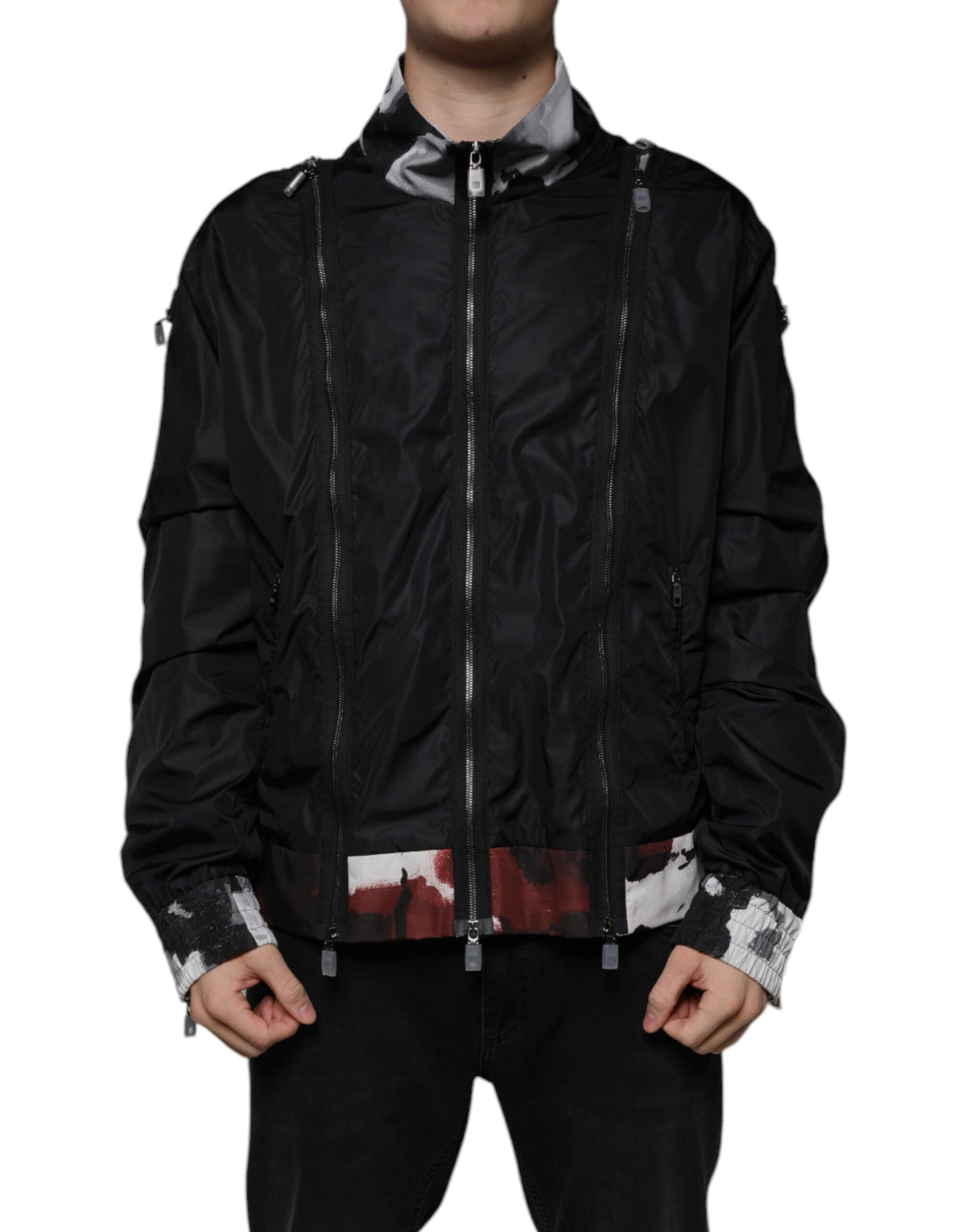 Dolce & Gabbana Black Nylon Full Zip Men Bomber Jacket - Eljoys Fashion 
