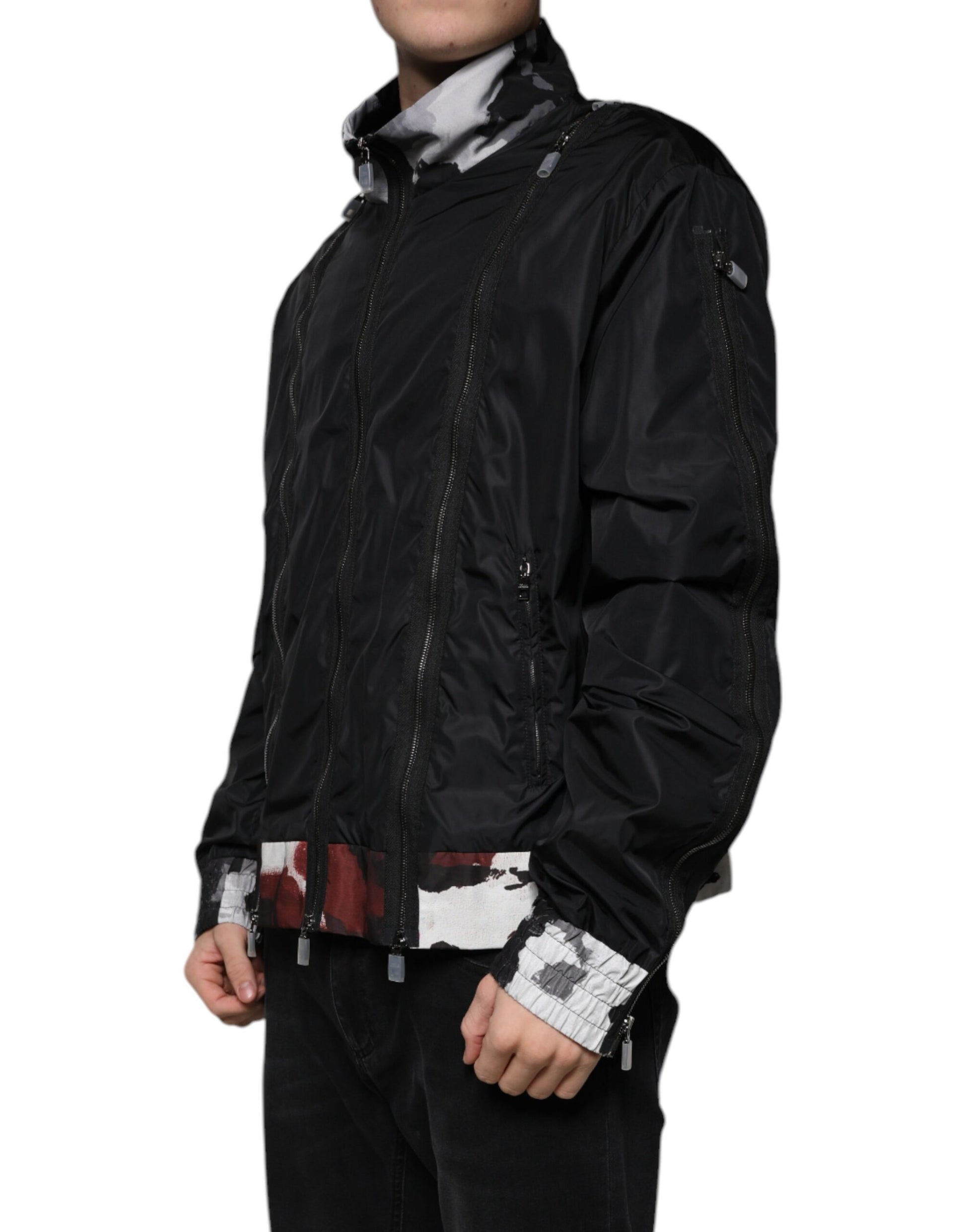 Dolce & Gabbana Black Nylon Full Zip Men Bomber Jacket Dolce & Gabbana