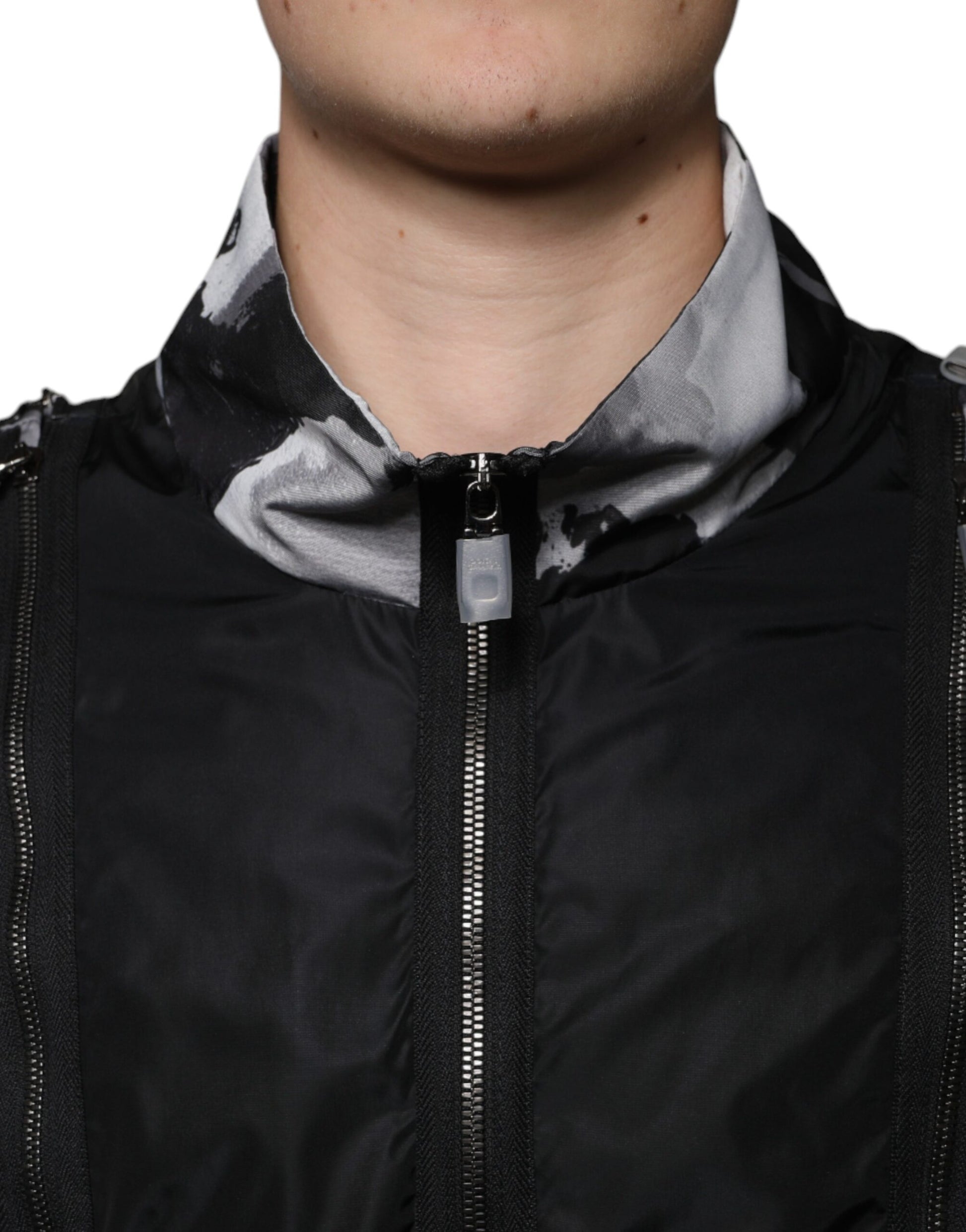 Dolce & Gabbana Black Nylon Full Zip Men Bomber Jacket Dolce & Gabbana