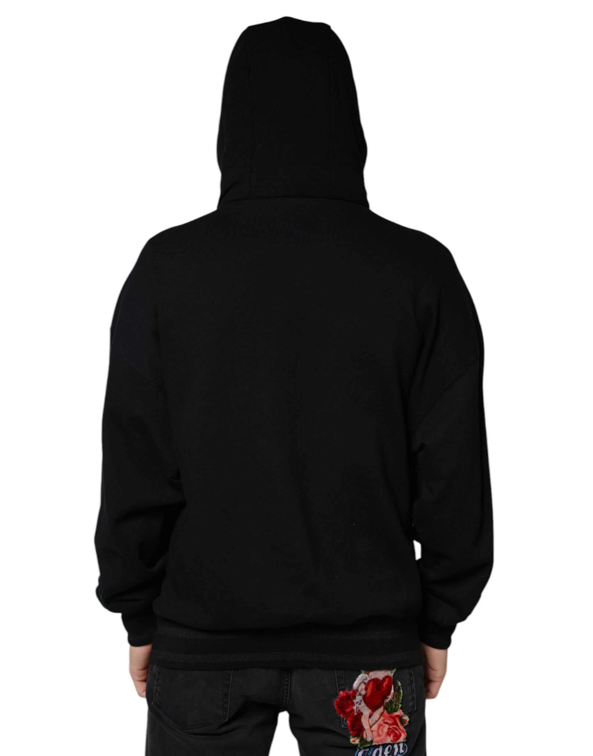 Dolce & Gabbana Black Hooded Pullover Men Sweatshirt Sweater Dolce & Gabbana