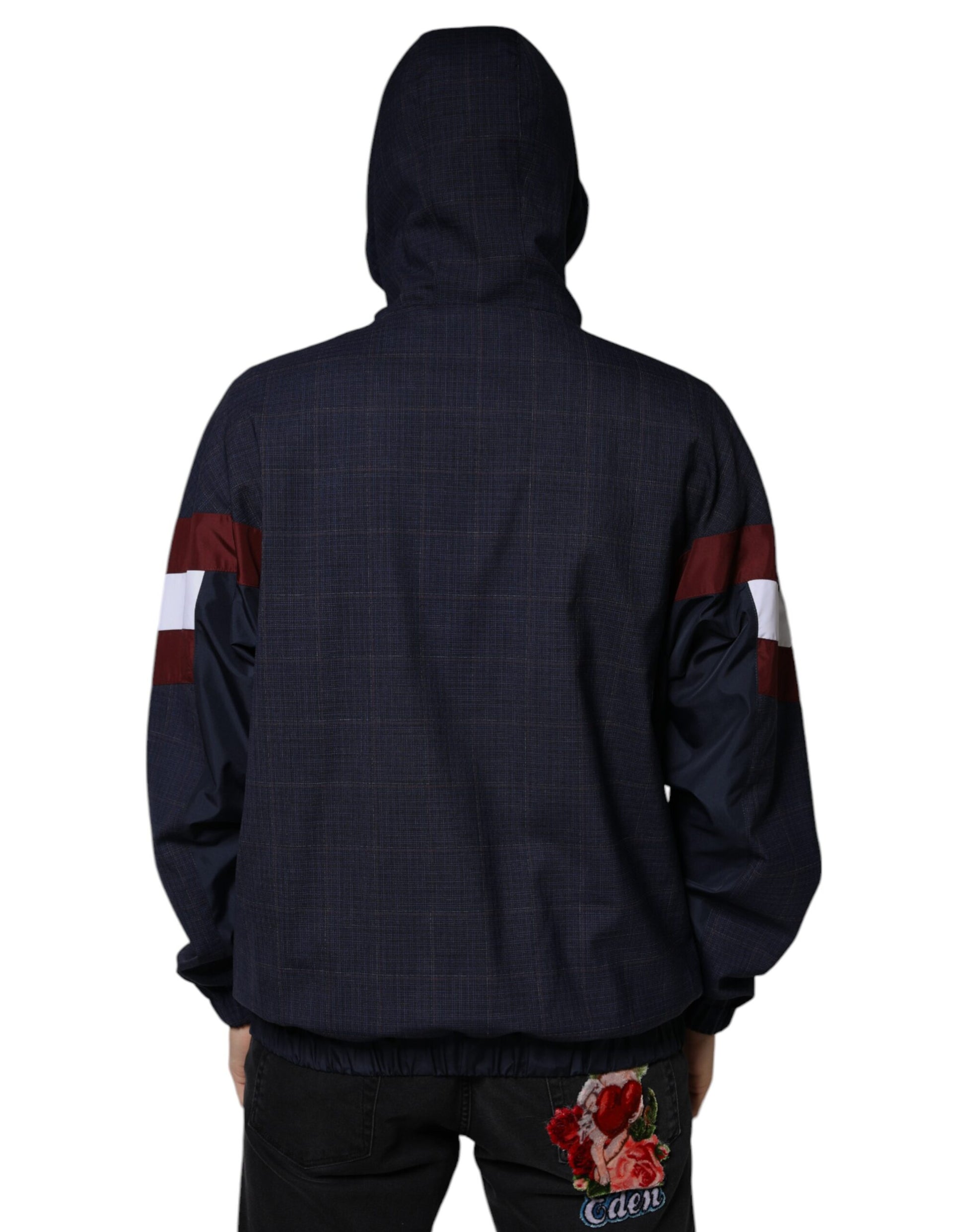 Dolce & Gabbana Blue Logo Full Zip Hooded Men Bomber Jacket Dolce & Gabbana