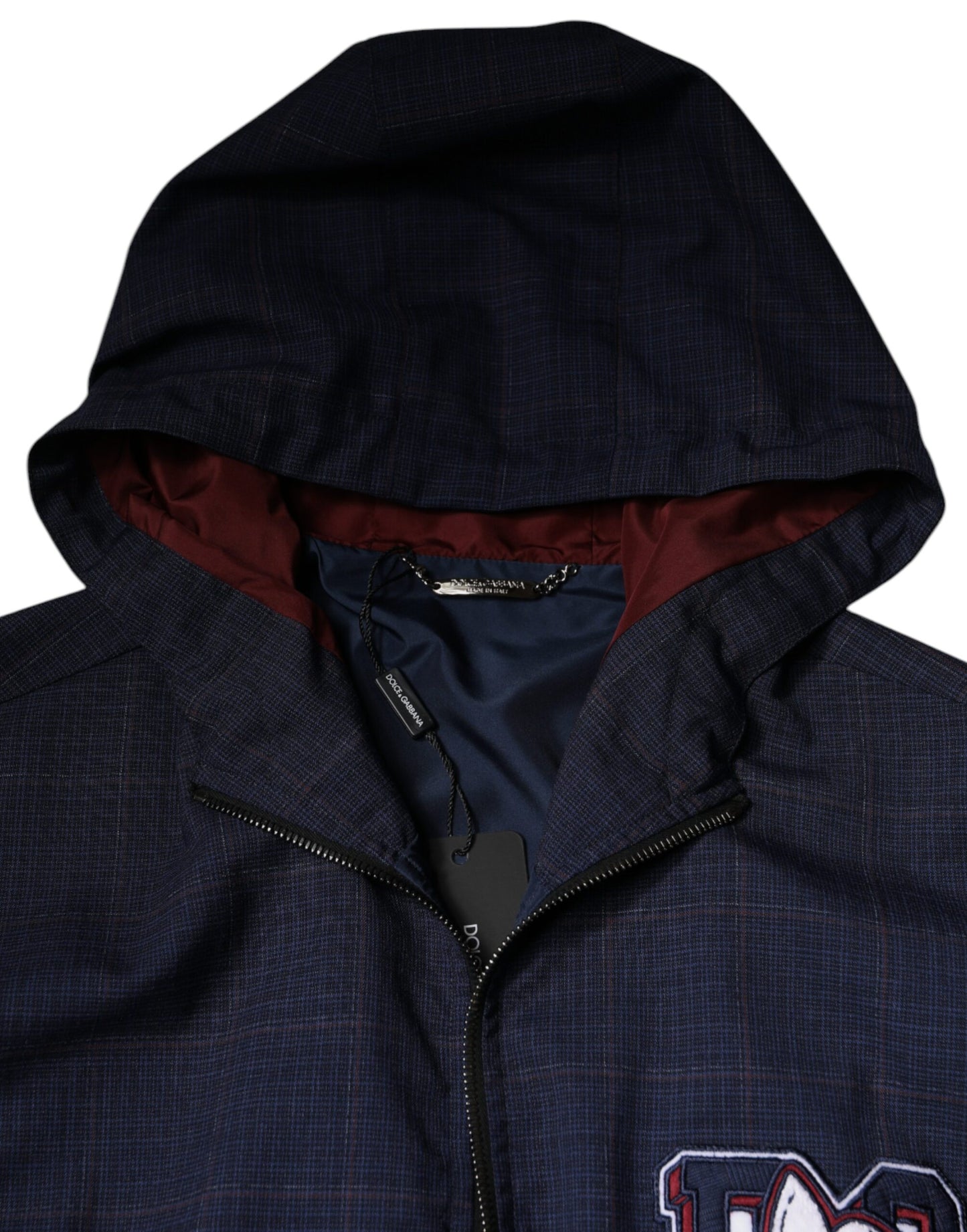 Dolce & Gabbana Blue Logo Full Zip Hooded Men Bomber Jacket Dolce & Gabbana