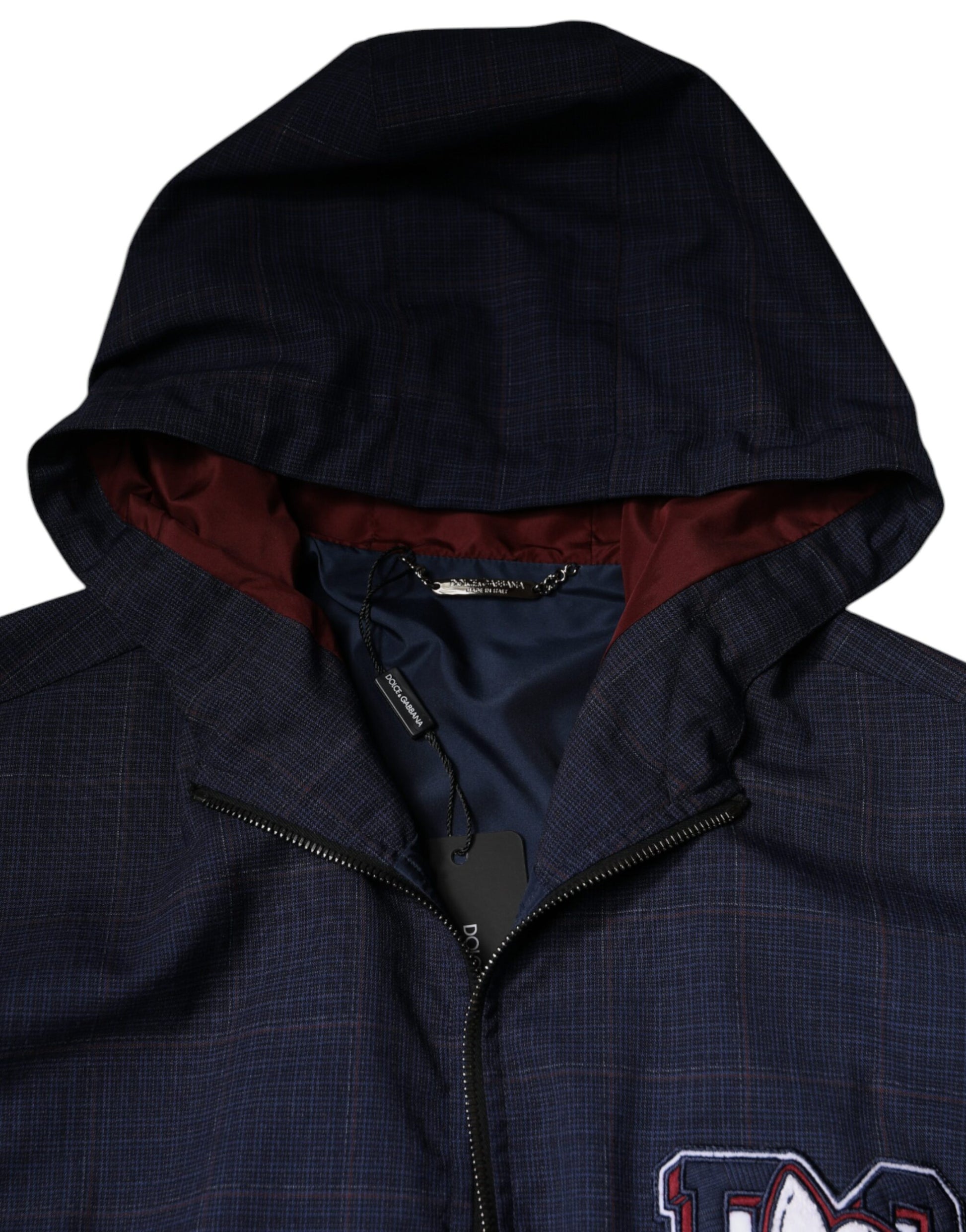 Dolce & Gabbana Blue Logo Full Zip Hooded Men Bomber Jacket Dolce & Gabbana