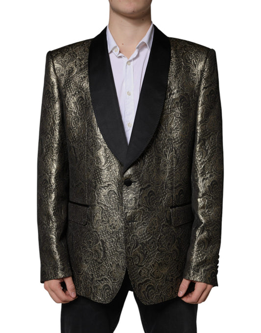 Dolce & Gabbana Gold SICILIA Jacquard Single Breasted Coat Blazer Dolce & Gabbana