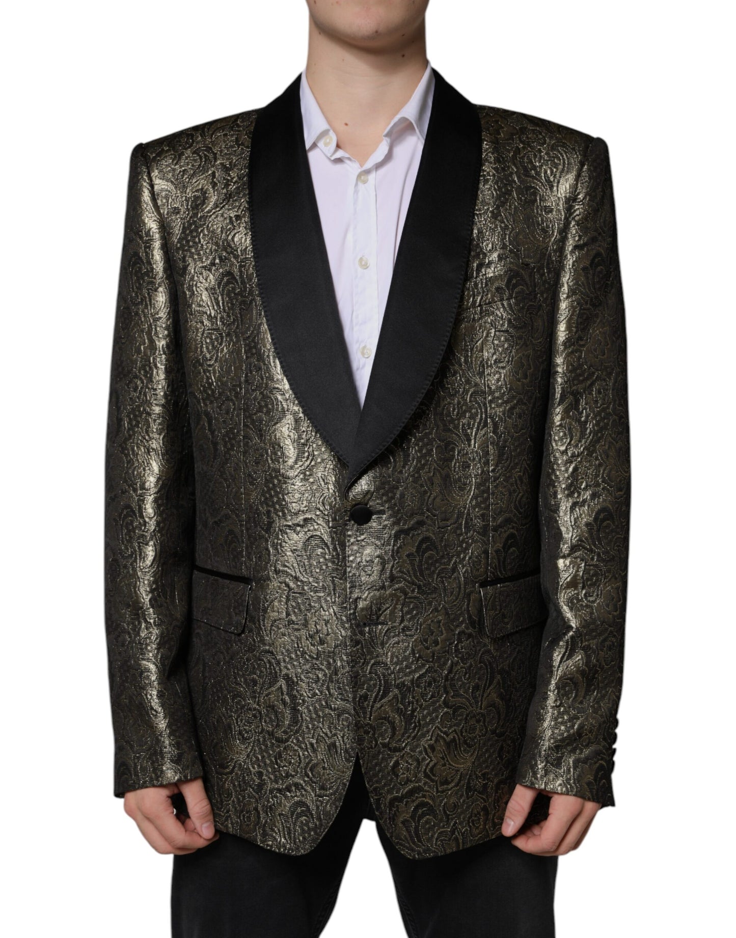 Dolce & Gabbana Gold SICILIA Jacquard Single Breasted Coat Blazer Dolce & Gabbana