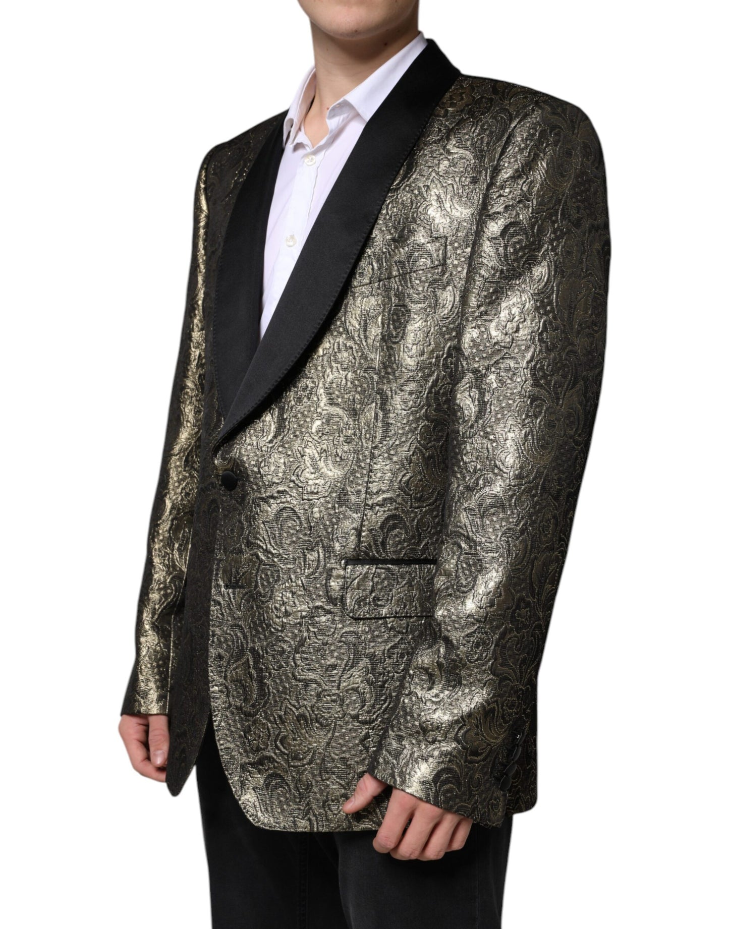 Dolce & Gabbana Gold SICILIA Jacquard Single Breasted Coat Blazer Dolce & Gabbana