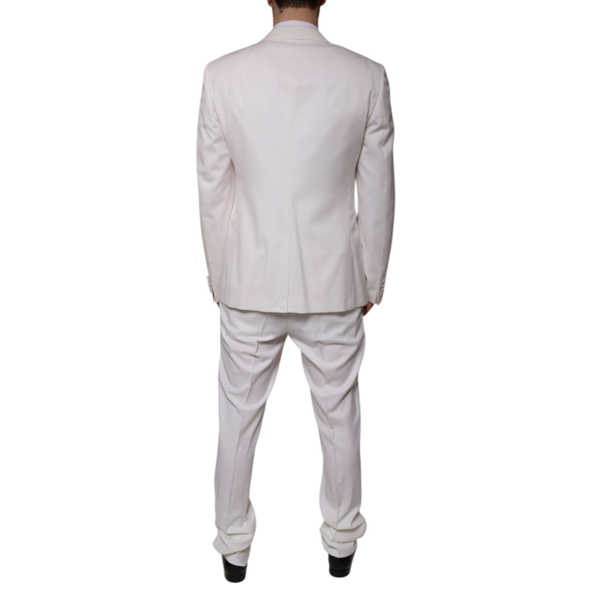 Dolce & Gabbana White Wool Silk 3 Piece SlimFit Formal Suit