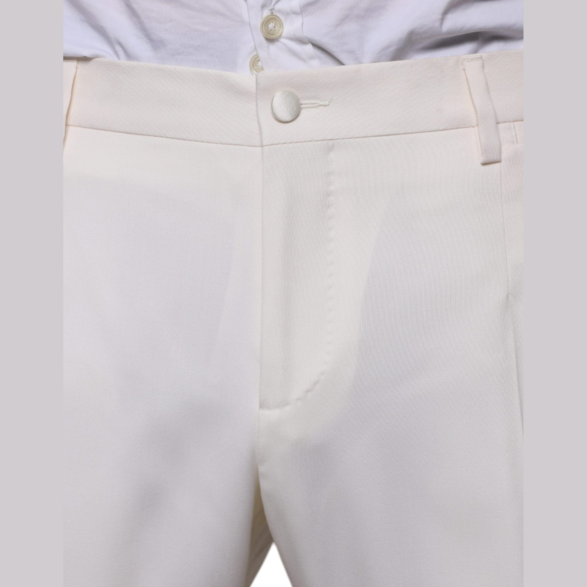 Dolce & Gabbana White Wool Silk 3 Piece SlimFit Formal Suit