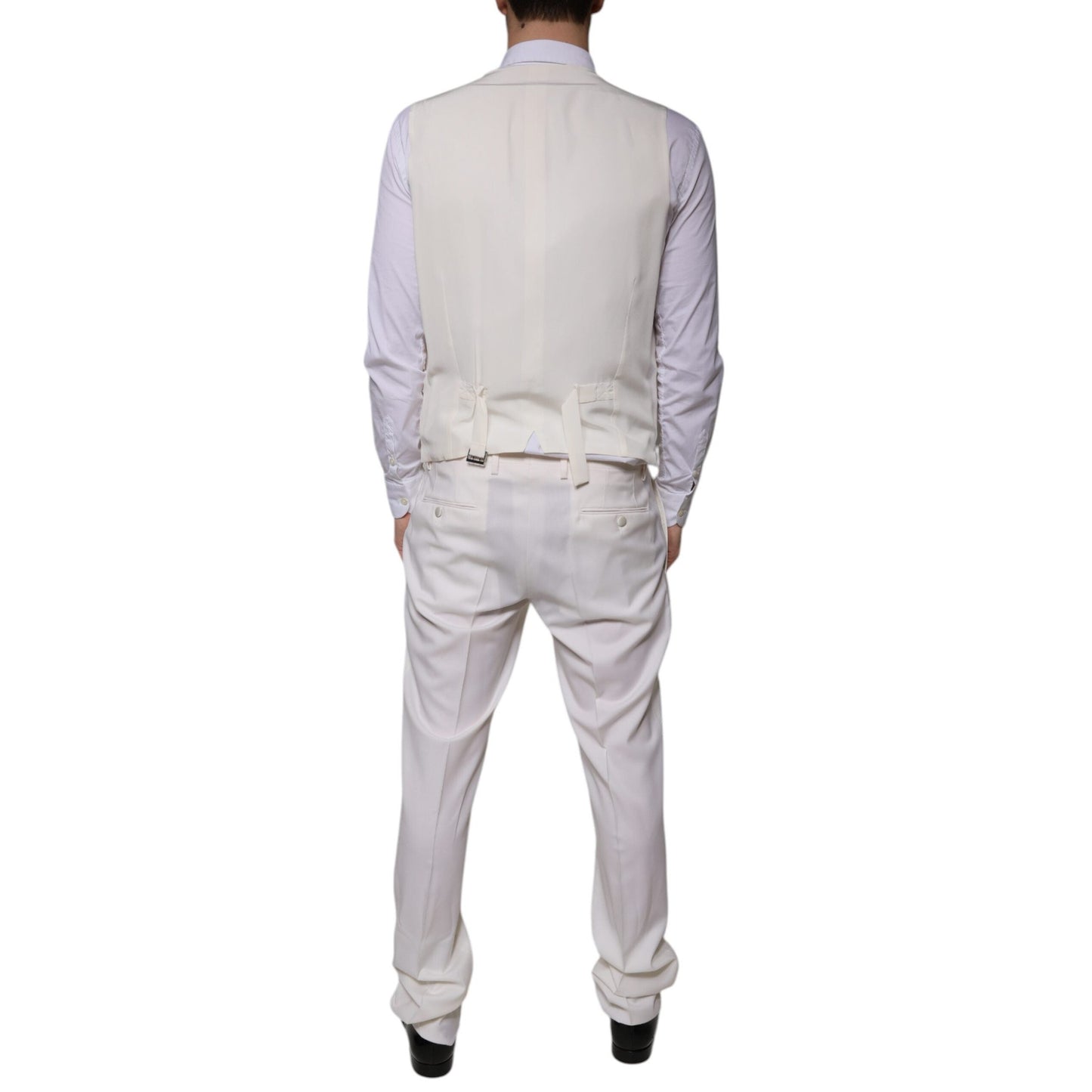 Dolce & Gabbana White Wool Silk 3 Piece SlimFit Formal Suit