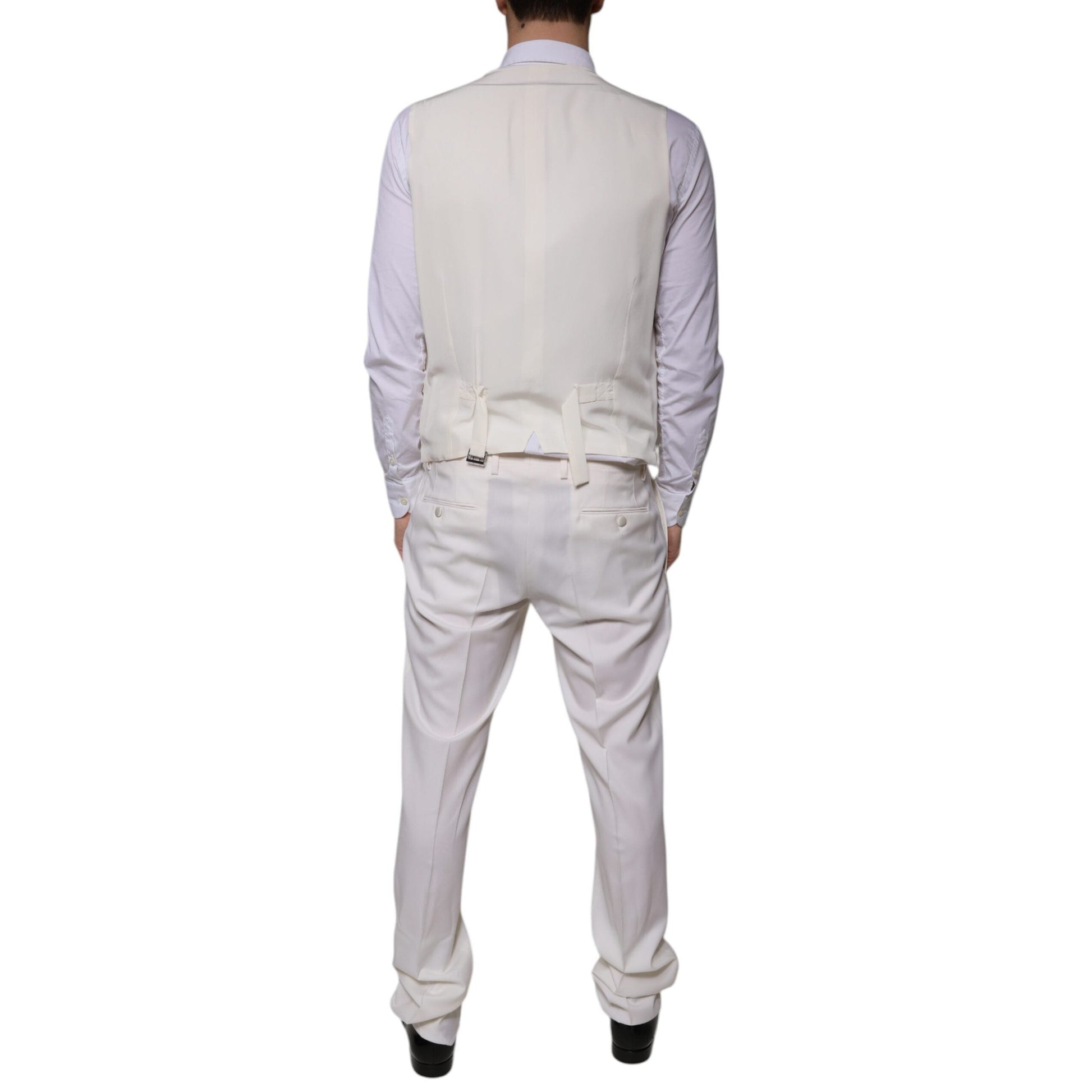 Dolce & Gabbana White Wool Silk 3 Piece SlimFit Formal Suit