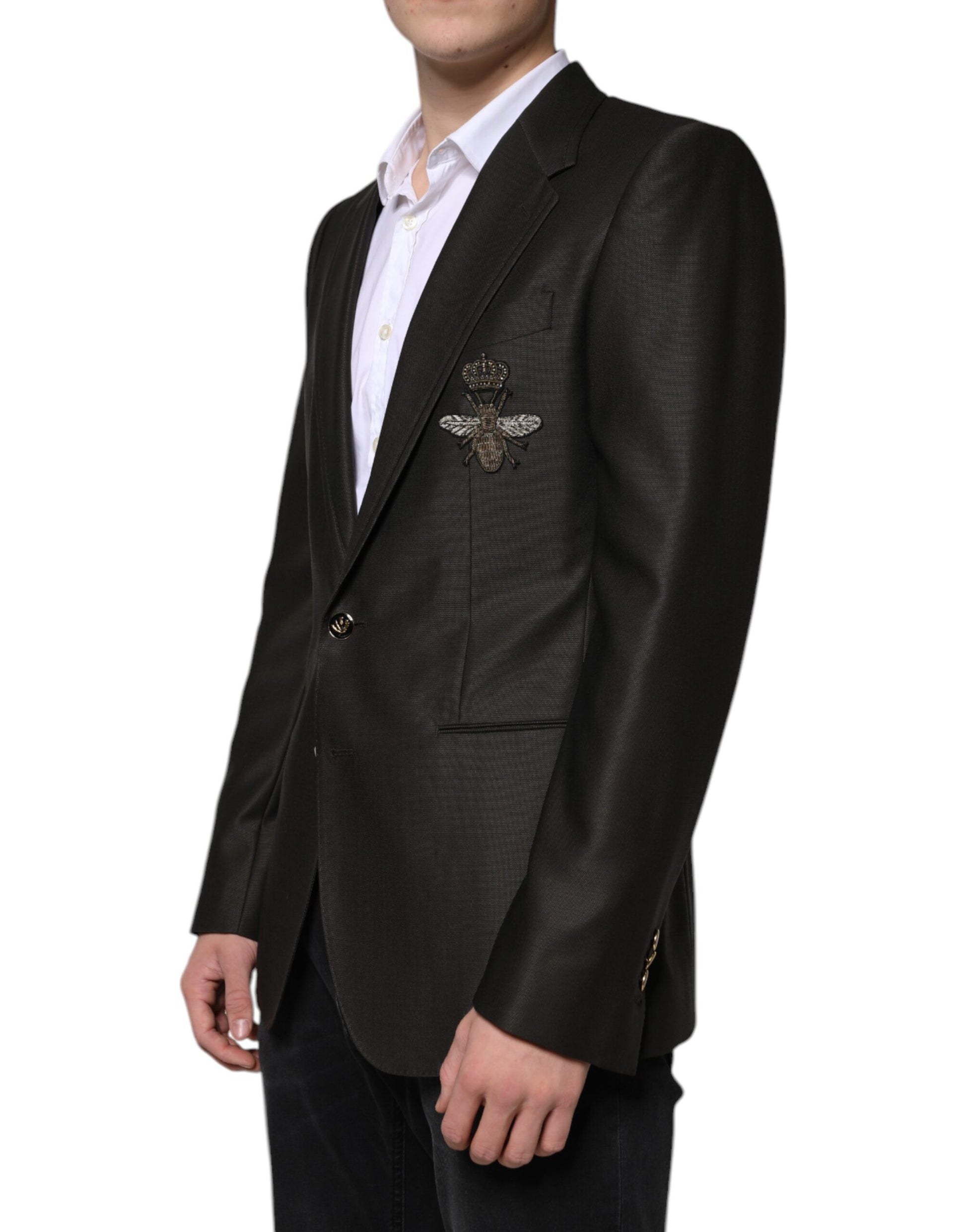 Dolce & Gabbana Blazer Brown Green Bee Wool Jacket Coat Dolce & Gabbana
